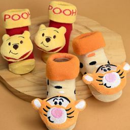 Yellow Bee Boys Pack Of 2 Patterned Cotton Ankle Length Disney 3D Socks-picture-19