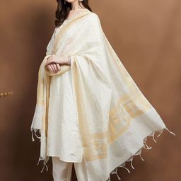 Melange by Lifestyle Woven Design Chanderi Dupatta-image-4