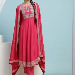 Khushal K Women Ethnic Motifs Yoke Design Regular Sequinned Kurta with Palazzos & With Dupatta-5