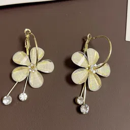 Celestria Artificial Stones Studded Floral Drop Earrings-43