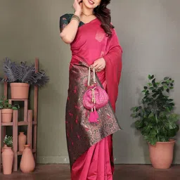 BLEESBURY Woven Design Zari Pure Silk Banarasi Saree-image-51