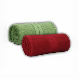 Dollar Green & Red 2 Pieces Cotton 600 GSM Bath Towel-image-99