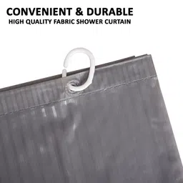 Kuber Industries Grey & Black Striped Printed Shower Curtain With Rings image 5
