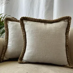 EXPORT HOUSE White & Brown Set of 2 Square Cushion Covers-25
