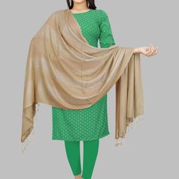 EBADAT Women Gold Solid Woven Design Dupatta-image-67