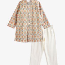 Campana Boys Printed Regular Chikankari Kurta with Pyjamas-picture-26