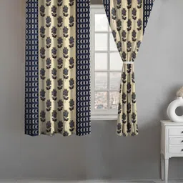 Lunar Days Blue Set of 2 Floral Room Darkening Window Curtain-image-58