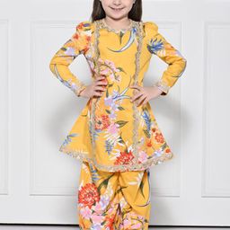 THE PONY & PEONY CO. Girls Floral Printed Regular Gota Patti Pure Cotton Kurta Set Dupatta-image-62