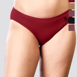 Kalyani Reeva Pack Of 6 Low-Rise Rare-Coverage Bikini Briefs Reeva_S_MRN_MRN_BLK_ND_RST_OR-48