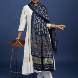 Taavi Floral Ajrakh Printed Dupatta-33