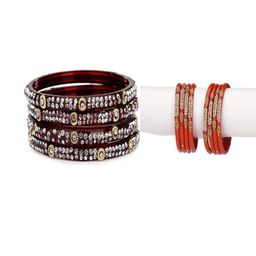 SOMIL Set of 12 Maroon Alloy Bangles-image-11