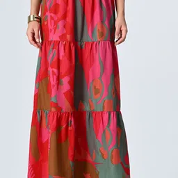 ALL WAYS YOU Tie Dye Printed Tiered Maxi Skirt-image-80