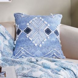 MASPAR Woven Digital Print Pure Cotton Blue Square Cushion Cover-image-97