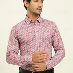JADE BLUE Men Slim Fit Spread Collar Floral Printed Cotton Formal Shirt-image-27