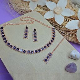 VATSALYA creation Rose Gold-Plated Artificial Stones Jewellery Set-image-96