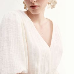 H&M Women V-Neck Puff Sleeves Midi Dress-image-40