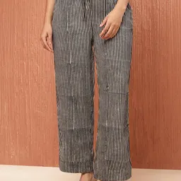 Fabindia Women Striped Regular Fit Mid-Rise Trousers-image-77