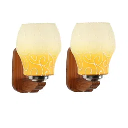 Somil Premium Designer Glass Wall / Night Lamp Elegant & Stylish Dcor Accent for Modern Interiors, color- Yellow, White, Size:- 19 X 26.5 X 29 CM-image-18