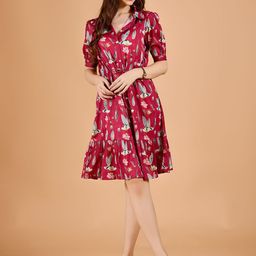 DressBerry Print Crepe Fit & Flare Midi Dress-picture-33
