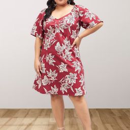 Sztori Women Floral Printed Puff Sleeve A-Line Dress-image-48
