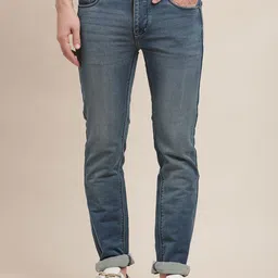 Turtle Men Classic Tapered Fit Light Fade Mid-Rise Stretchable Jeans-image-85