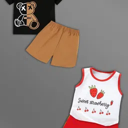 HELPOM Kids Pack Of 2 Printed Short Sleeves T-shirt With Shorts-43