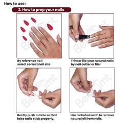 BEROMT Set Of 24 Salon Finish Press On Nail Tip With Application Kit - Shade 287 image 3