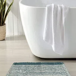 Dolce Casa Green & White Pure Cotton Chenille 100GSM Soft Water Absorbing Bath Rug-picture-43