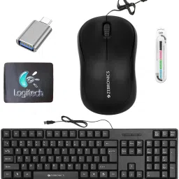 TagVin Wired K20 Keyboard, Mouse, Mouse Pad, C-OTG and Cable Protector (Set of 5) Combo Set-image-40