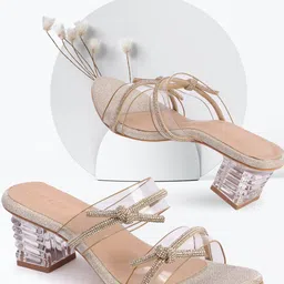 Smart & Sleek Women Embellished Block Heel Sandals with Ethnic - Embellished-27