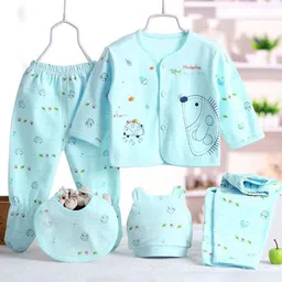 Fancy Walas Kids 5-Piece Pure Cotton Baby Apparel Gift Set-image-49