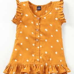 JAV CREATIONS Polka Dot Print Flutter Sleeve Cotton Top-picture-7