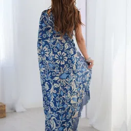 CANIZZARO Floral Printed Mirror Work Saree-picture-21