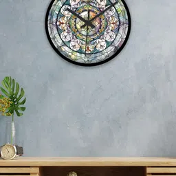OLIVE TREE Black & Green Printed Contemporary Wall Clock-image-95