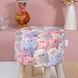 Shadowkart Pink & White Sitting Mudda Puffy Stool Dinning Ottomans-image-4