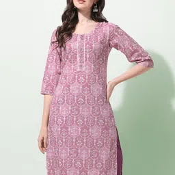 kalini Jevi Prints Ethnic Motifs Printed Round Neck Block Printed Cotton Straight Kurta image 5