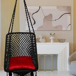 Patiofy Black & Red Patiofy Premium Square Swing Chair With Cushion-10