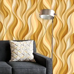 ArtzFolio Printed UV-Resistant Anti-Bacterial Abstract Gold & White Waves Peel & Stick Wallpaper-26