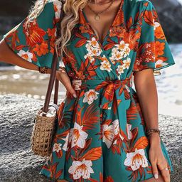 StyleCast x Revolte Women Tropical Printed Waist Tie-Ups V-Neck Jumpsuit-picture-37