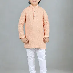 Sangria Boys Sequined Chikankari Embroidered Straight Kurta & Pyjama Set-50