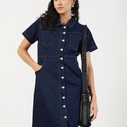SHOWOFF Denim A-Line Dress-image-67