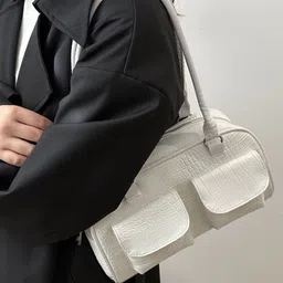 LULU & SKY PU Structured Handheld Bag With Bow Detail image 3