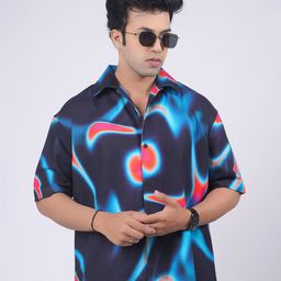 Eszett Nebula Oversized Abstract Printed Pure Cotton Shirt-image-40
