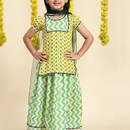 Cutiekins Girls Printed Ready to Wear Lehenga & Blouse With Dupatta-picture-44