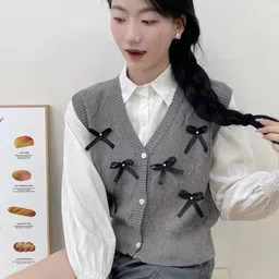 KPOP Women V-NeckFront-Open Sweater Vest-image-99