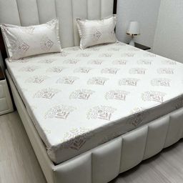 Pure Decor White Floral Printed Pure Cotton 380 TC Queen Bedsheet Set-2.28 m x 2.54 m-image-73