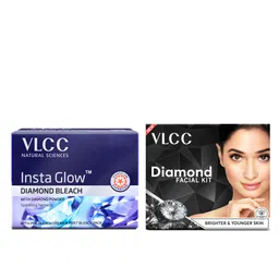 VLCC Set of Insta Glow Diamond Bleach & Diamond Facial Kit - 60 g each-35