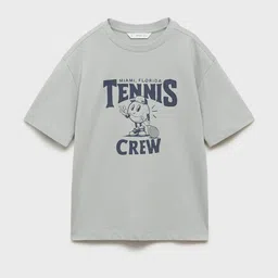 Mango Kids Boys Typography Printed Drop-Shoulder Sleeves T-shirt-17
