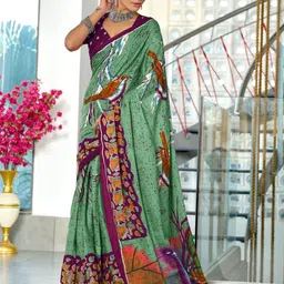Anouk Ethnic Motifs Printed Pure Cotton Block Print Saree-3
