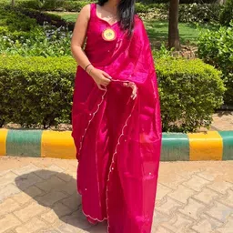 Jinal & Jinal Embellished Beads & Stones Jimmy Choo Organza Saree with Embroidered Border-picture-47